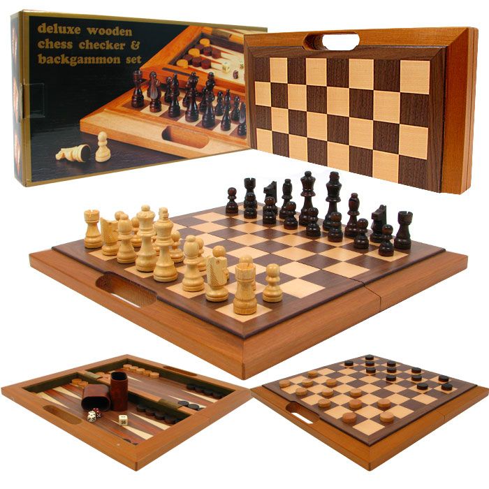 Trademark Games Deluxe Wooden Chess, Checker & Backgammon Set at Sears.com