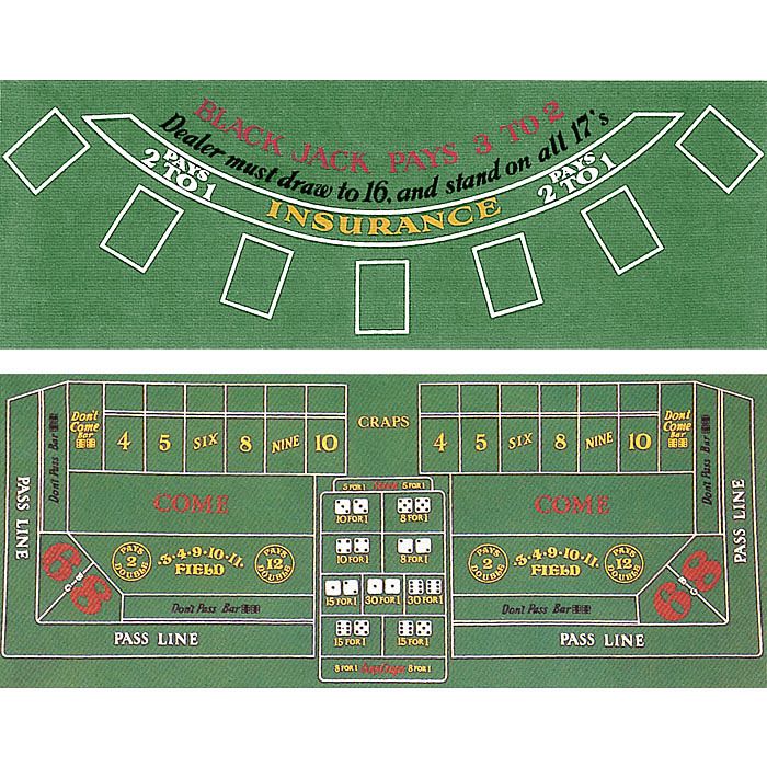 Trademark Poker Blackjack and Craps 2 Sided Layout 36 x 72 inch Children's Toys