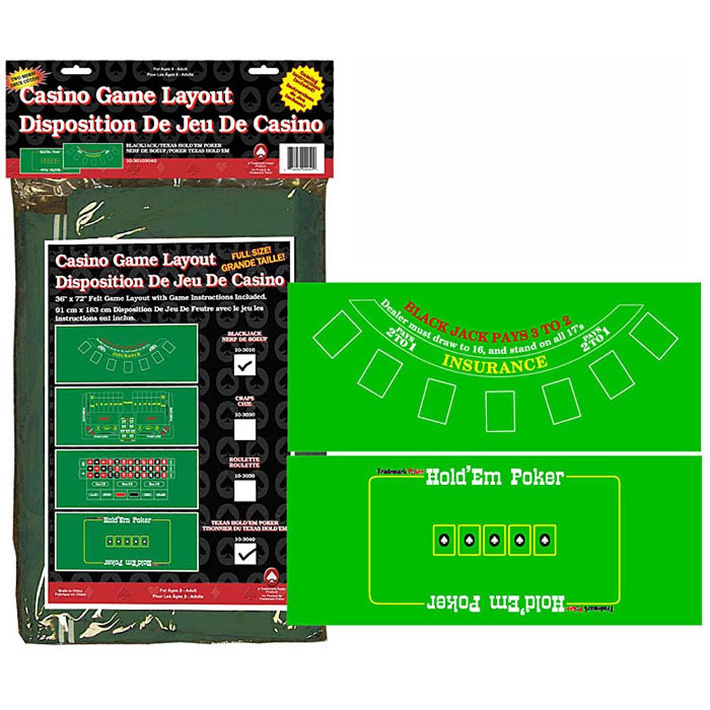 Trademark Games Blackjack and TX Holdem 2 Sided Layout 36 x 72 inch Children's Toys