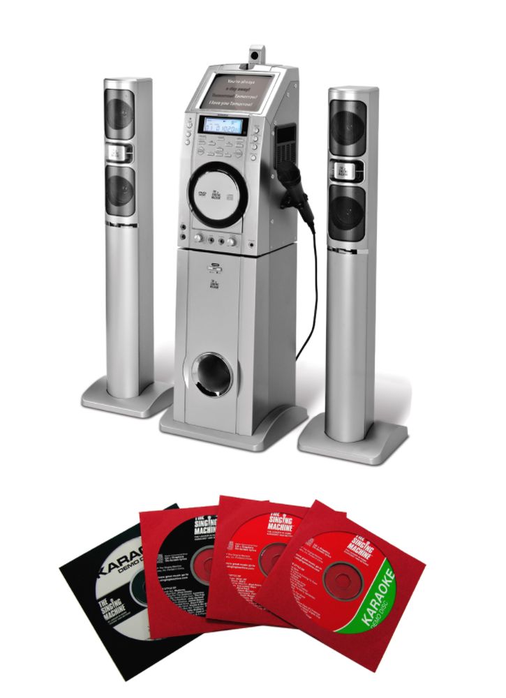 The Singing Machine STVD-1001 Pedestal DVD/CDG Karaoke System with 3 CD+G...