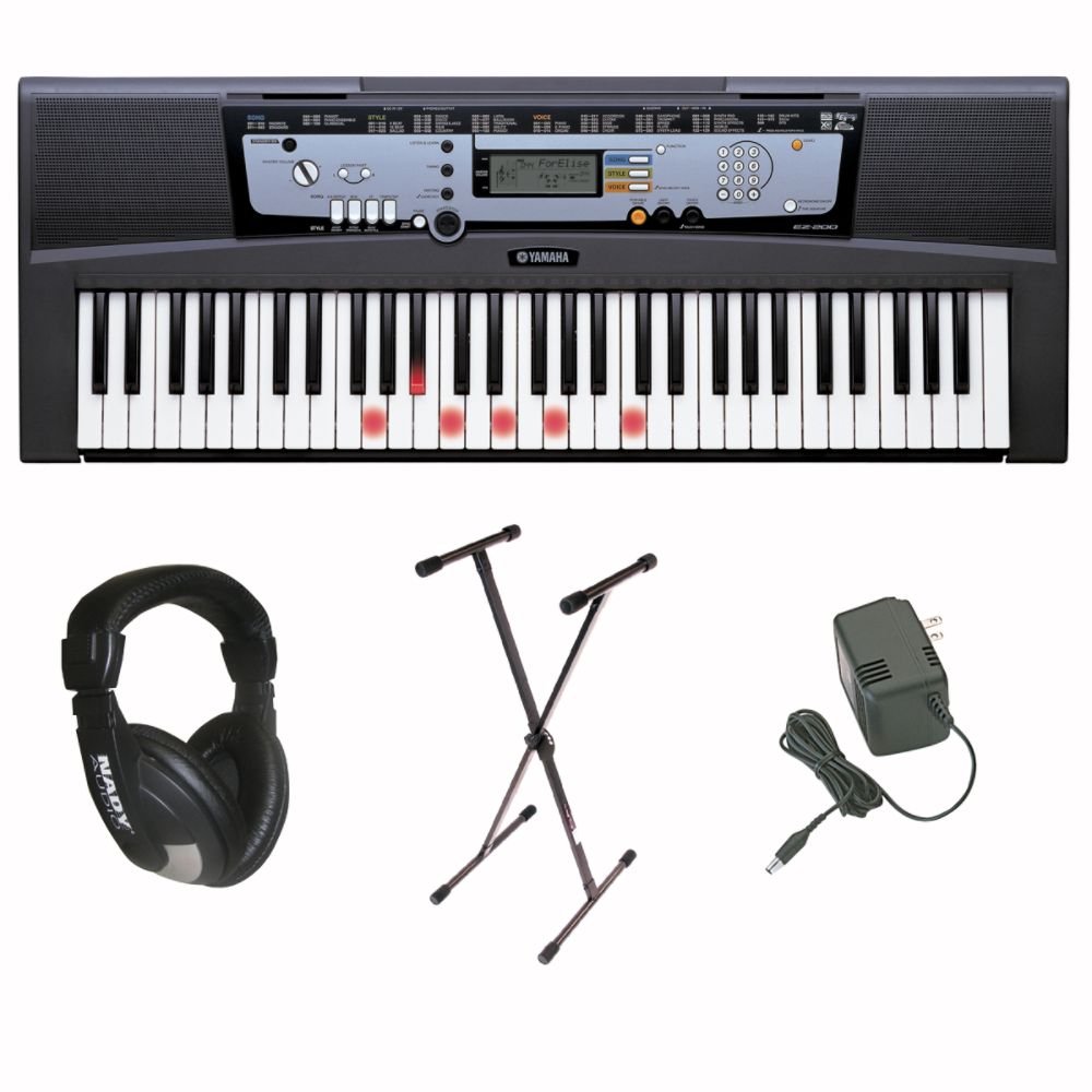 Yamaha 61 Full-Sized Touch Sensitive Lighted Keys Bundle -  Professional Headphones, at Sears.com