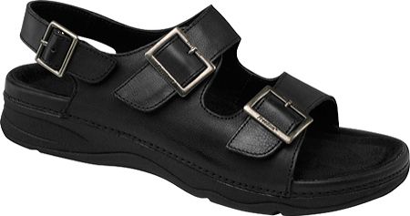 Womenleather Sandals on Women S Sahara Black Leather Double Depth In A Sandal With Two