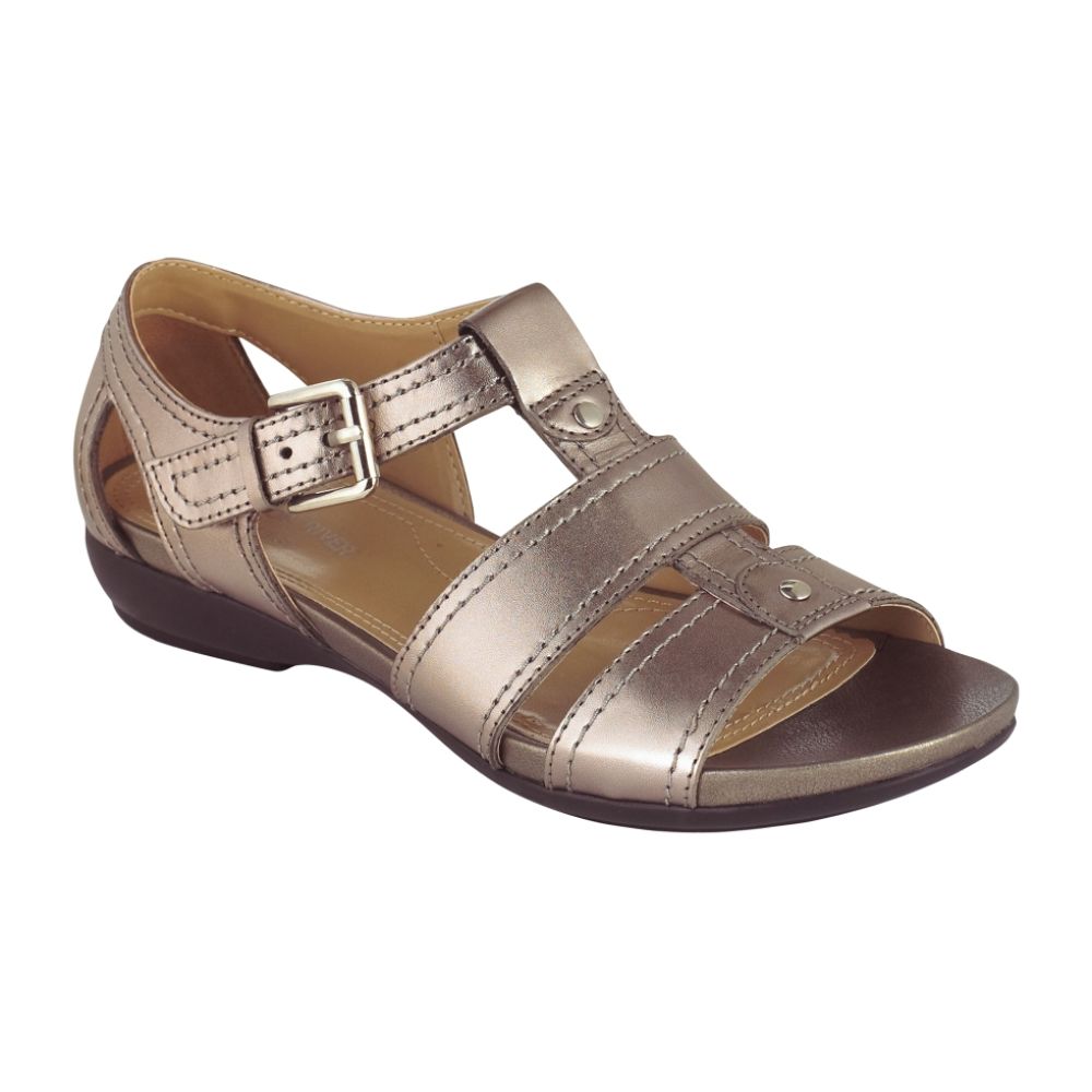 Canyon River Blues Womens's Sarah Leather T-Strap Sandal - Pewter at Sears.com