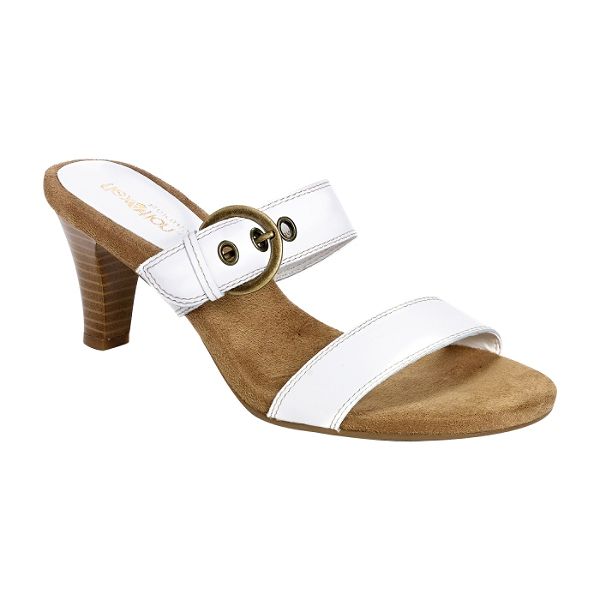 Flexation By Aerosoles Women's Leather Sandals Powpaya Slide - White