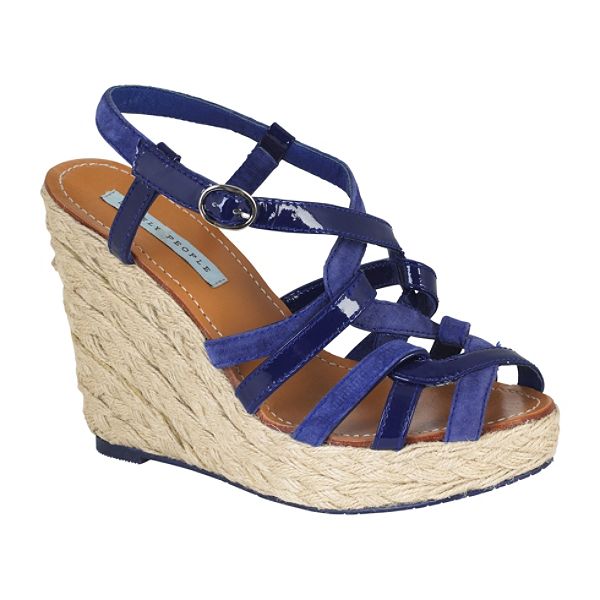 Lovely People Women's Marianne Suede/patent Strap Wedge Sandals- Blue  