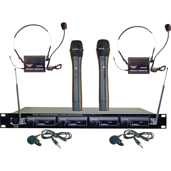 Pyle 4 Microphone VHF Wireless Microphone System