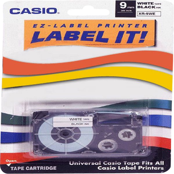 Casio Printer Tape For CWL 300 9mm Tape Black On White XR9 WES