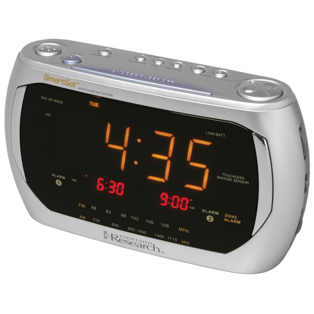 Emerson - AM/FM Clock Radio with Dual Alarm & SmartSet Automatic Time Setting System