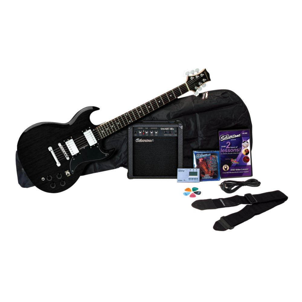 Silvertone Rockit 21 Guitar & Amp Package, Liquid Black