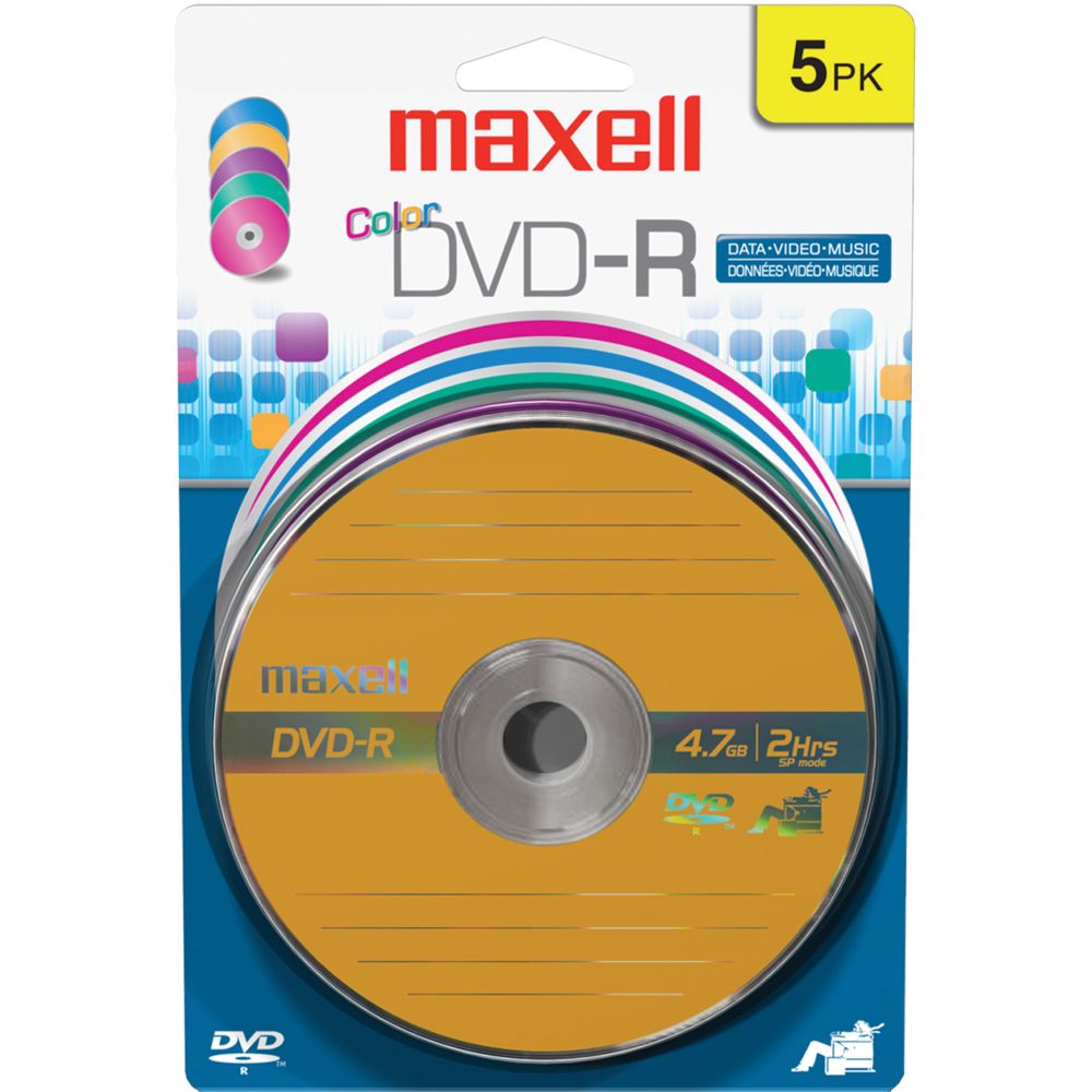 Maxell 5 pk. DVD-R Media - Color Pack