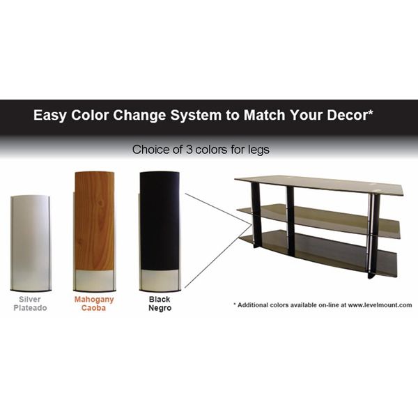 Level Mount Glass TV Stand w/3 color options in one. Fits up to 52" LCD