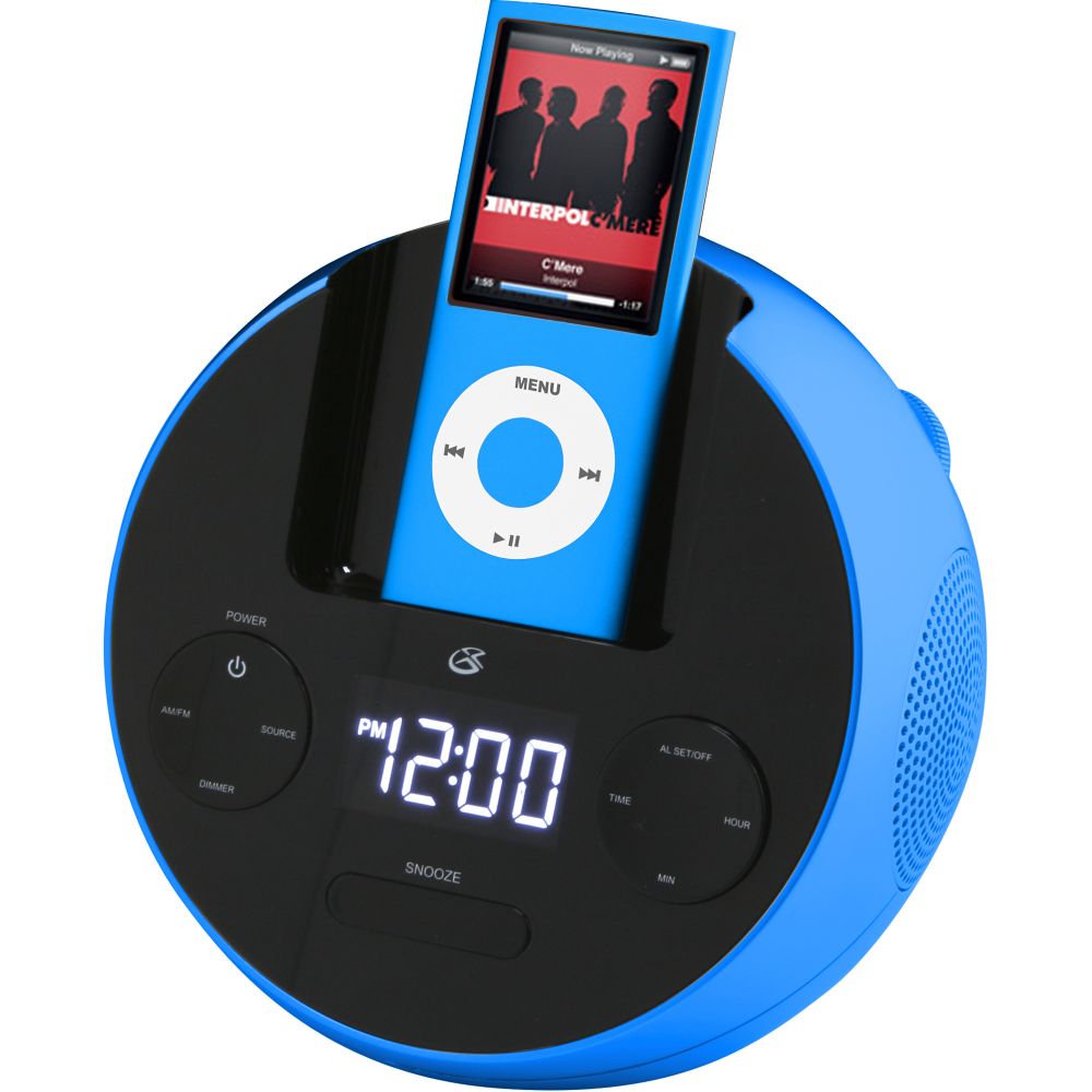 GPX - AM/FM Clock Radio w/ iPod Dock - Blue