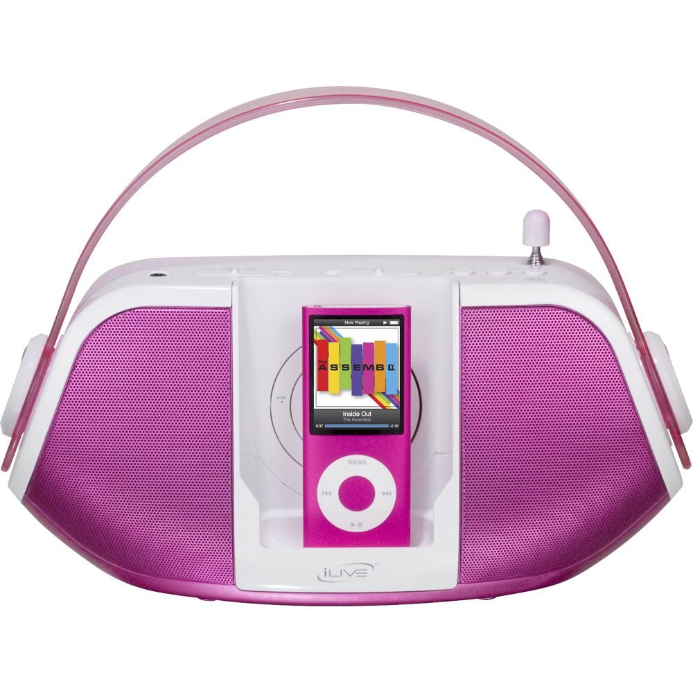 iLive Portable Dock for iPod with Radio, Pink