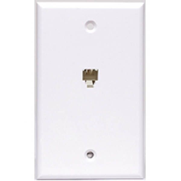 Steren 4-Conductor White Flush Modular Telephone Jack - Single Jack