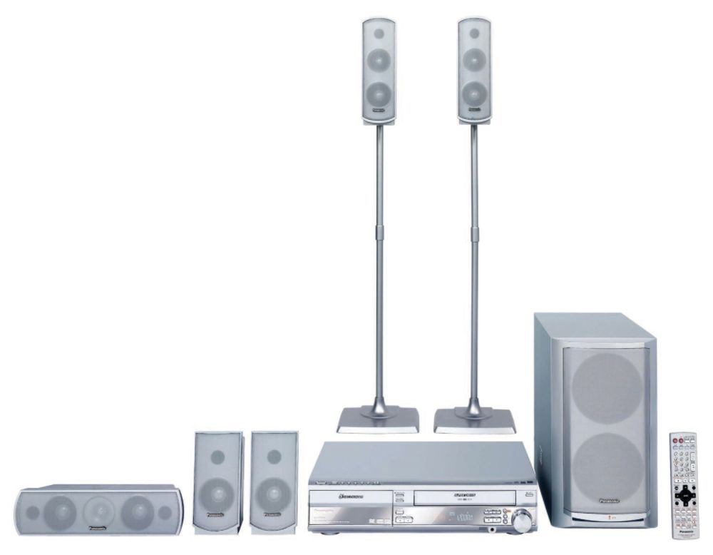 Panasonic 6 spkr. Home Theater System, Dual Deck 5-disc DVD /VCR, 800W