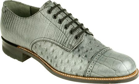 Men's Madison 00025 - Gray Ostrich/Lizard/Crocodile Print Leather