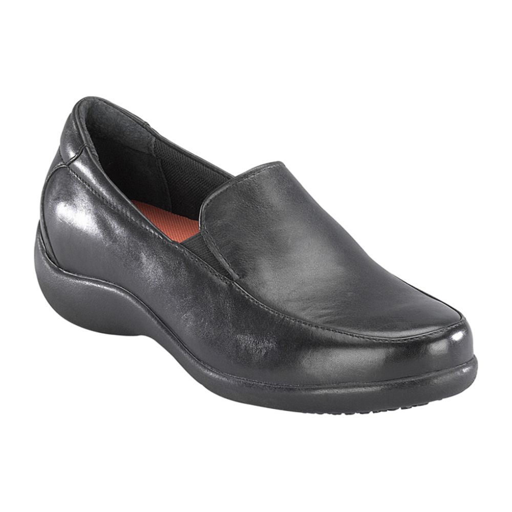 Rockport Black Shoes on Rockport Works Women S Shoes Step In Slip Resistant Leather Black Wide