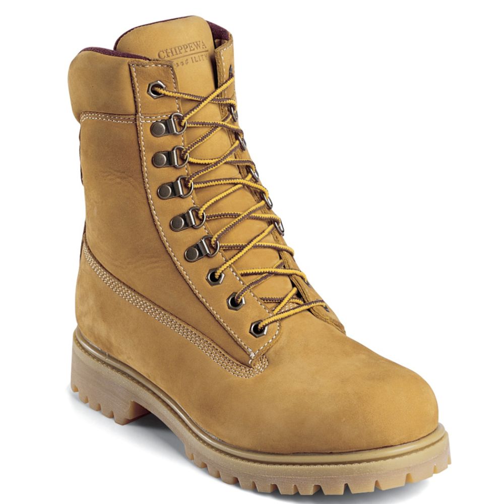 Chippewa Men's Work Boots Waterproof 8" Nubuck Golden Tan 24951 Wide Avail