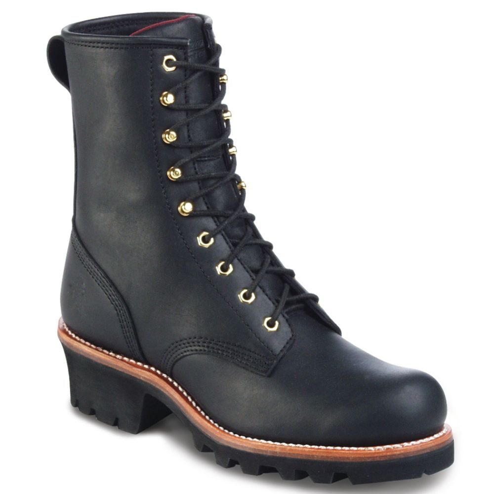 Extra Wide Steel  Shoes on Men S Work Boots Leather Logger Steel Toe 8  Black 73020 Wide Avail
