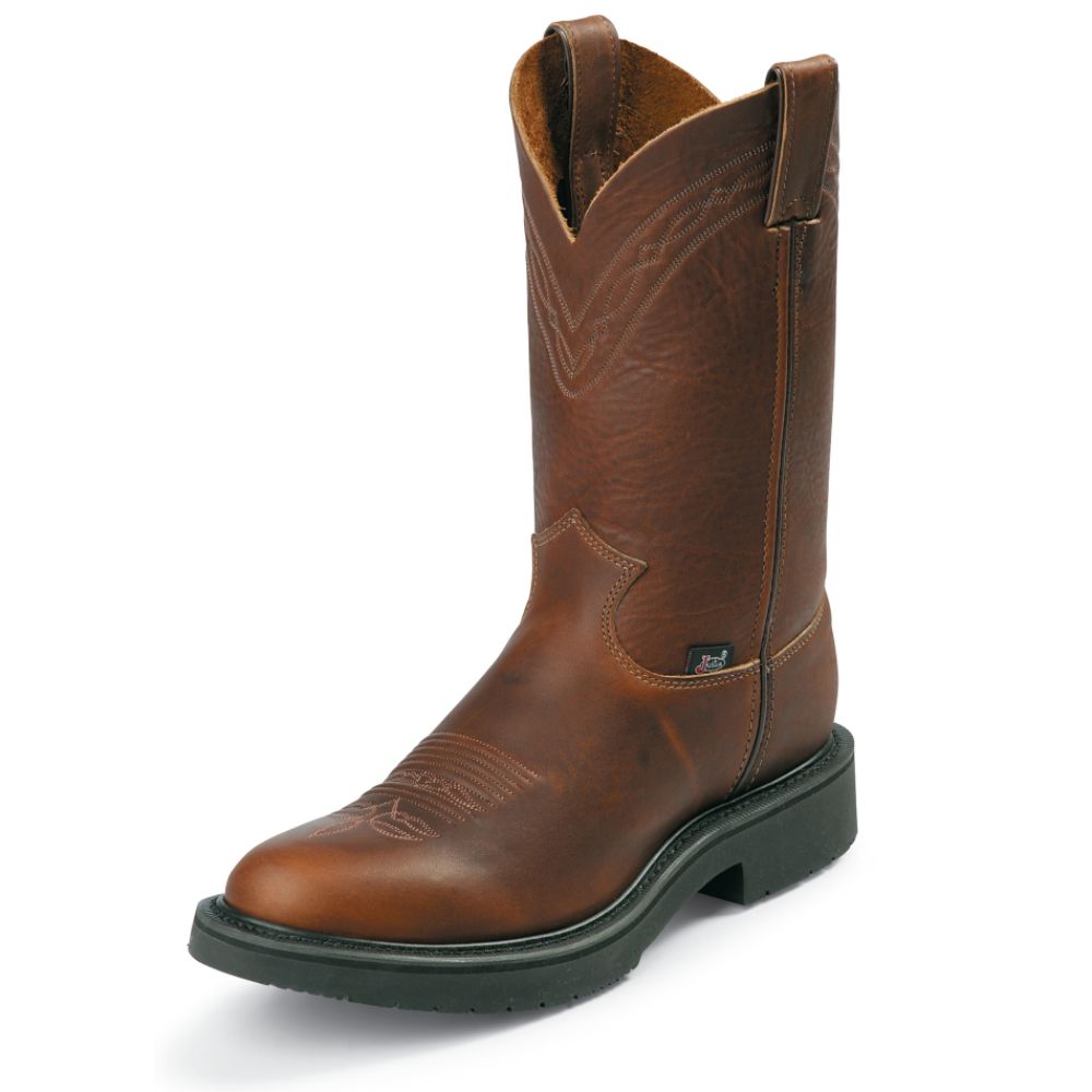 Justin Original Work Boot Men's Work Boots Western Leather 11" Mahogany 04867 Narrow Wide Avail