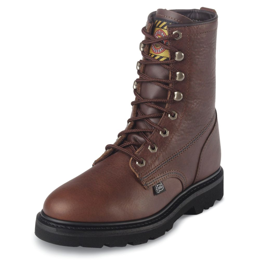 Justin Original Work Boot Men's Work Boots Leather 8" Tan WK905 Wide Avail
