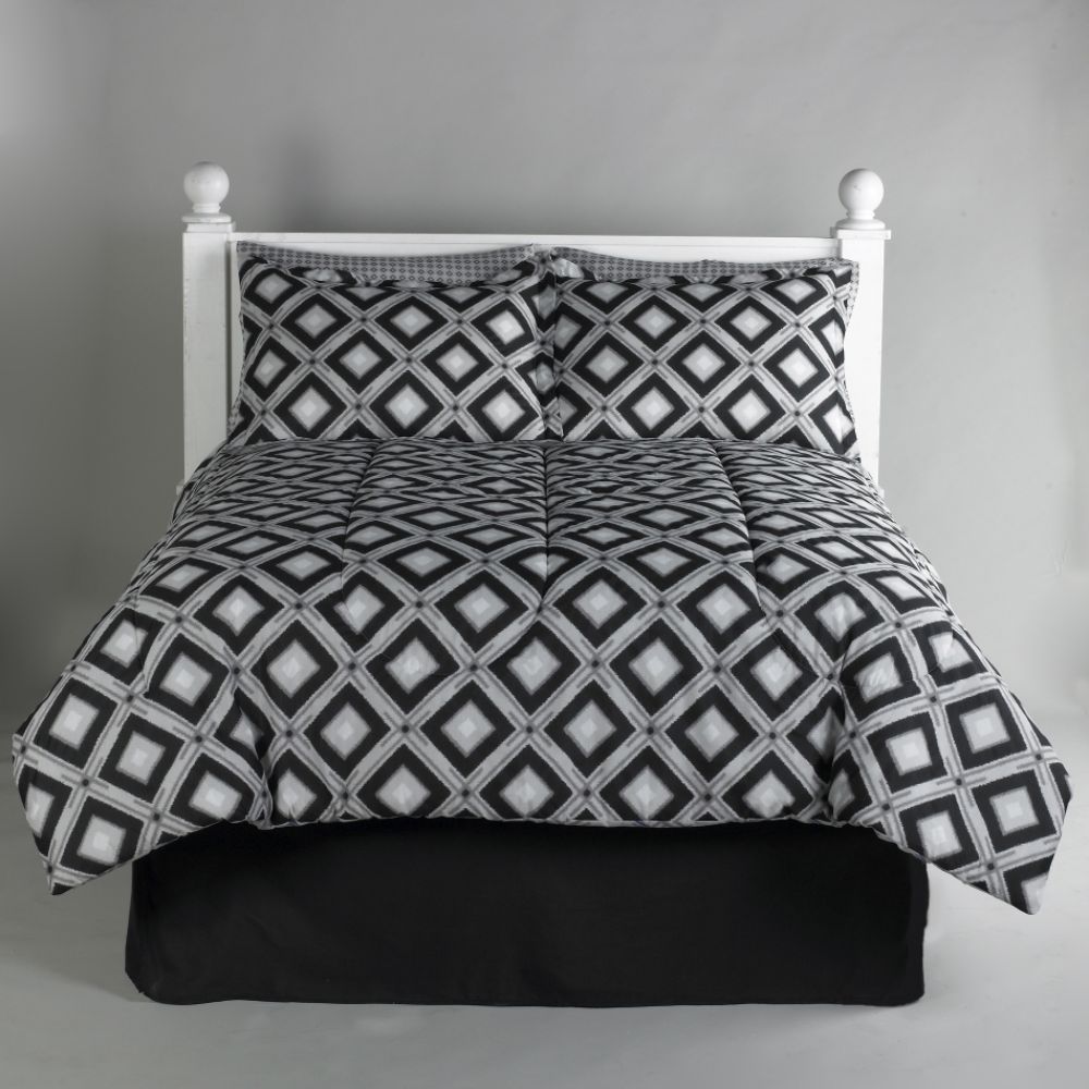 Essential Home Complete Bed Set City Squares - Black/Gray at Kmart.com