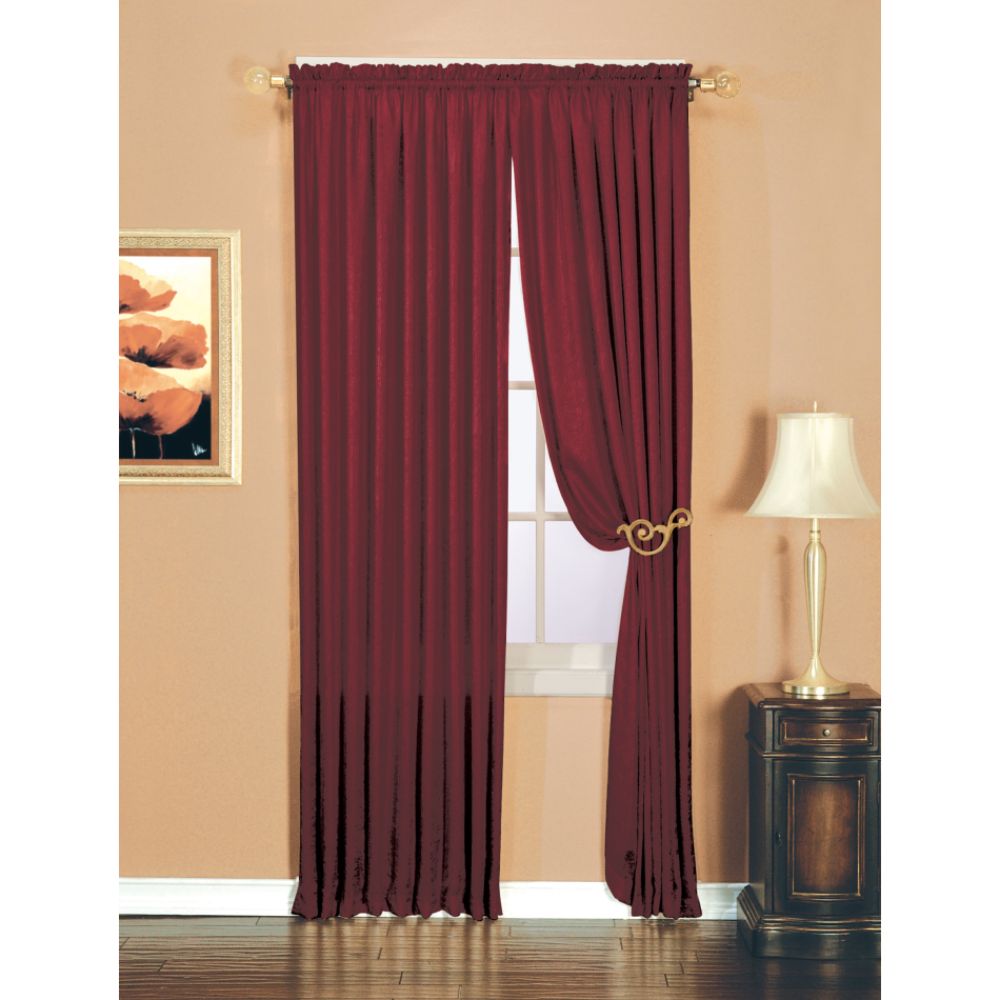 Essential Home Luxury Crushed Faux Silk Window Panel Burgundy
