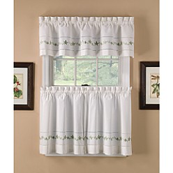 Lace Tier Curtains on Country Living Sage Lace Embroidered Floral Tier Curtains And Valance