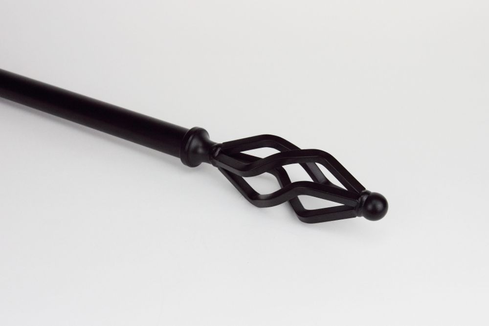 Rod Desyne 41B28 Decorative 3/4" Drapery Rod   28"- 48" w/ Marquise Finials - Black at Kmart.com