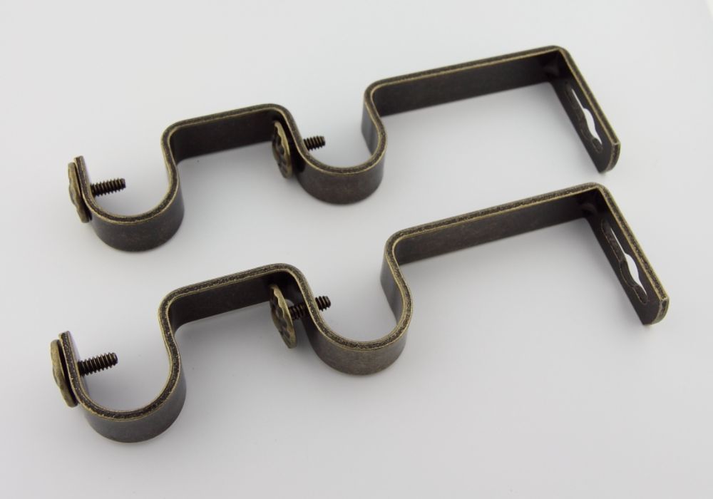 Rod Desyne 1913A Decorative 3/4" Rod Double Bracket Pair - panel and sheer - Antique Brass at Kmart.com