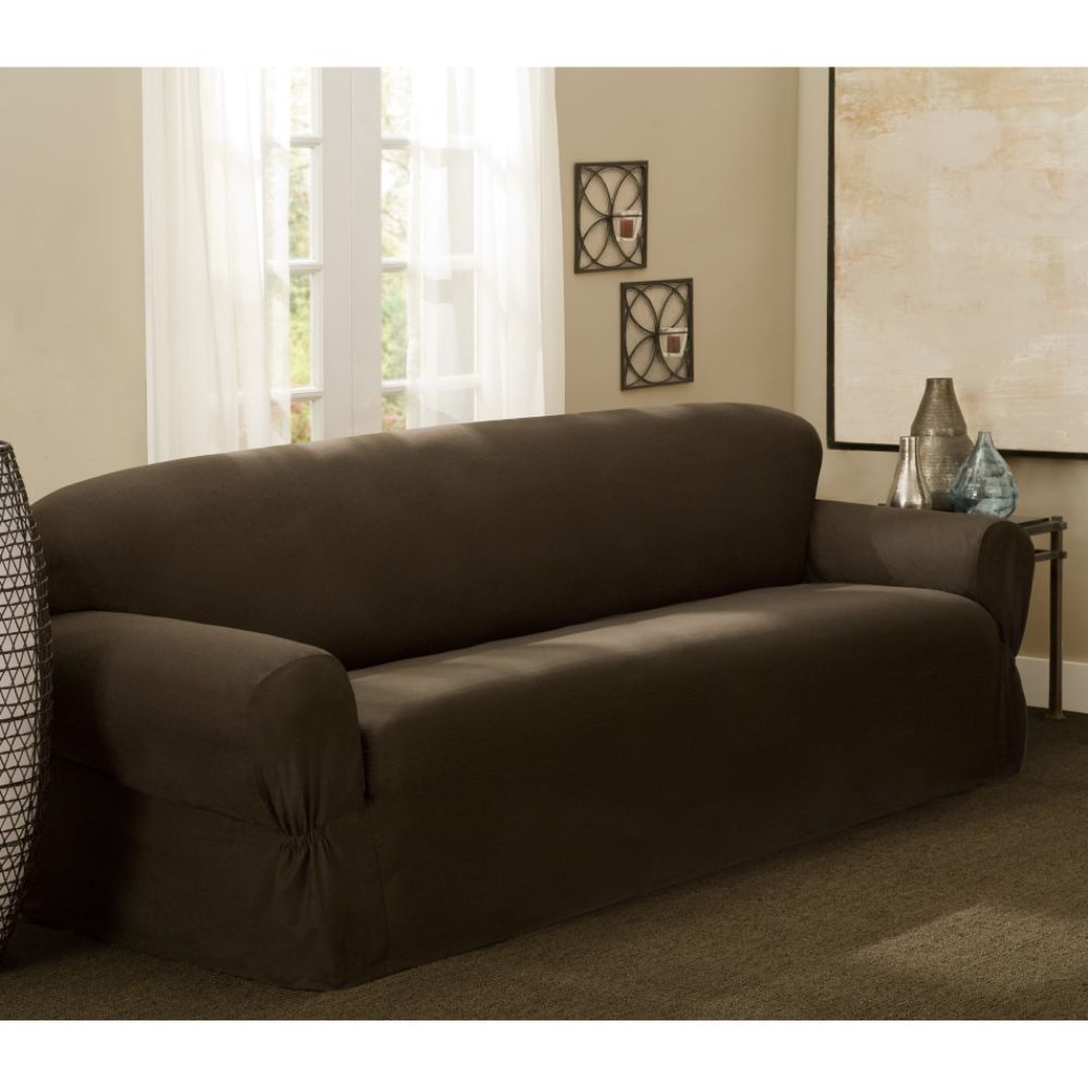 Essential Home 1 Piece Cotton Duck Sofa Cover Chocolate at Kmart.com