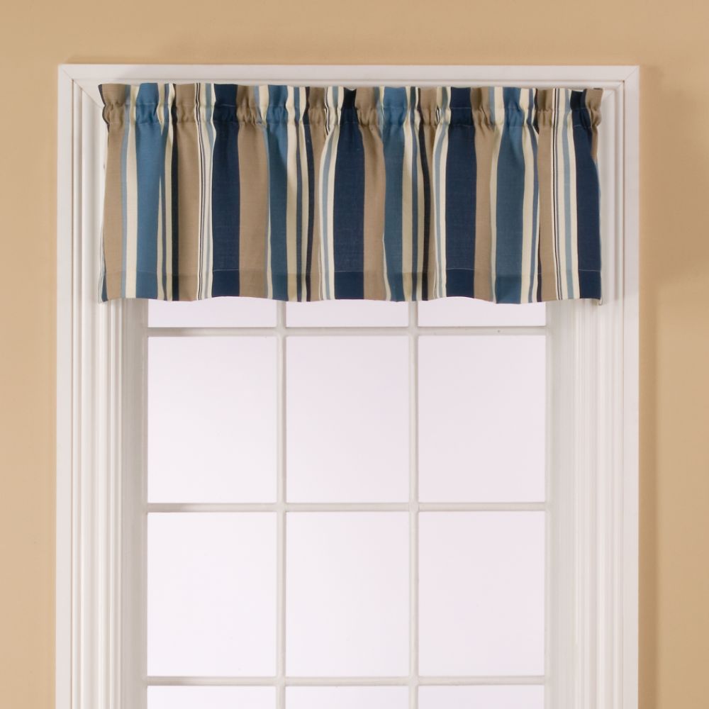 Essential Home Mix and Match Stripe Valance 60W x 15.5L-Blue