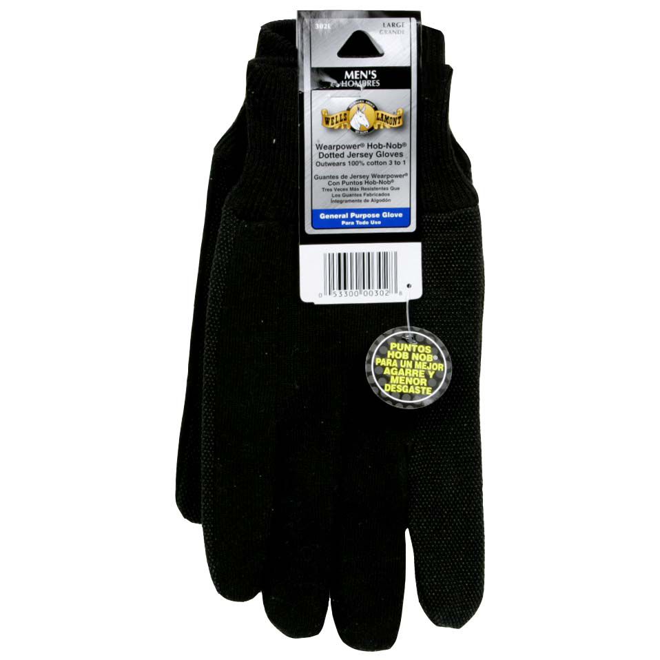 Wells Lamont Wearpower Hob-Nob Dotted Jersey Gloves, Men's Large, 1 pair