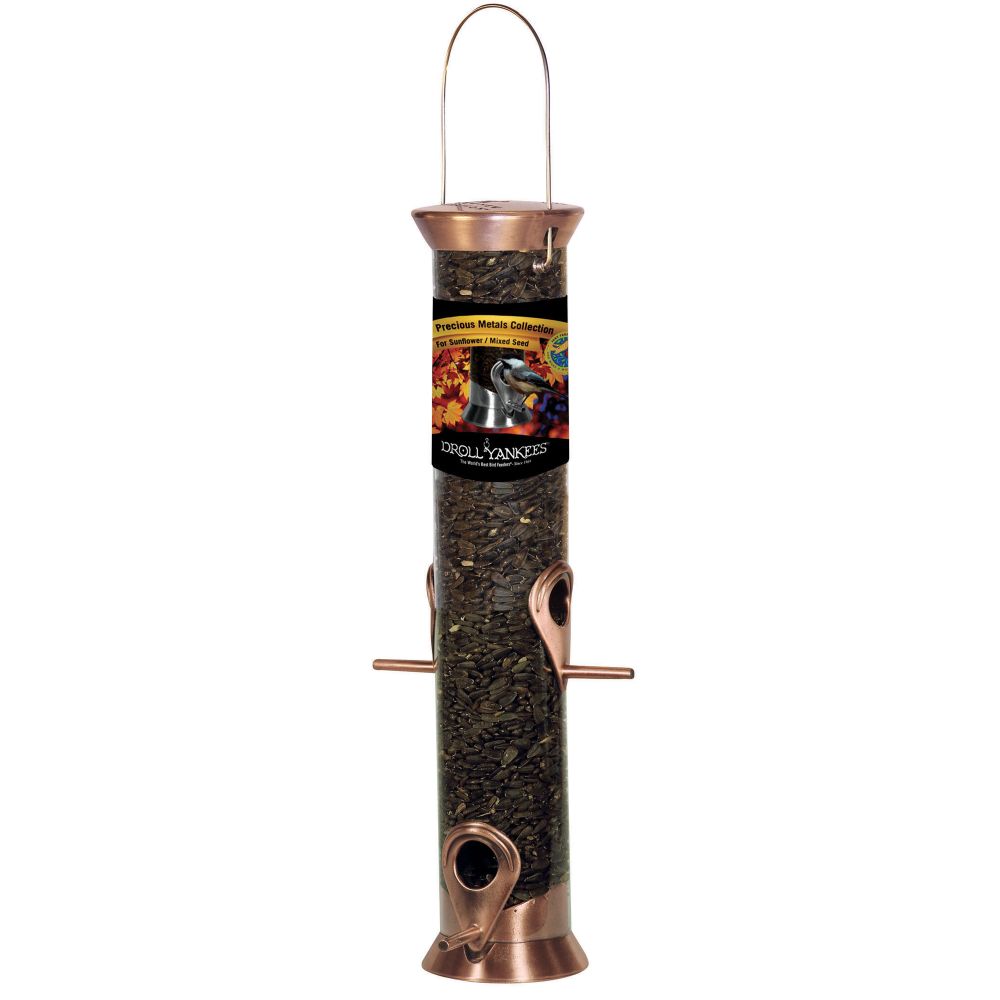 Droll Yankee Precious Metals Copper Sunflower Tube Bird Feeder