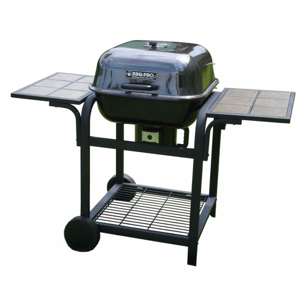 BBQ Pro 20 in. Square Charcoal Cart Grill w/ Tile Table