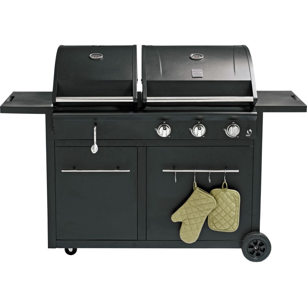 Kenmore 3-Burner Charcoal/Gas Combo Grill - Chrome