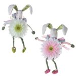 Flower Bunny Ornament, 2Asst Col