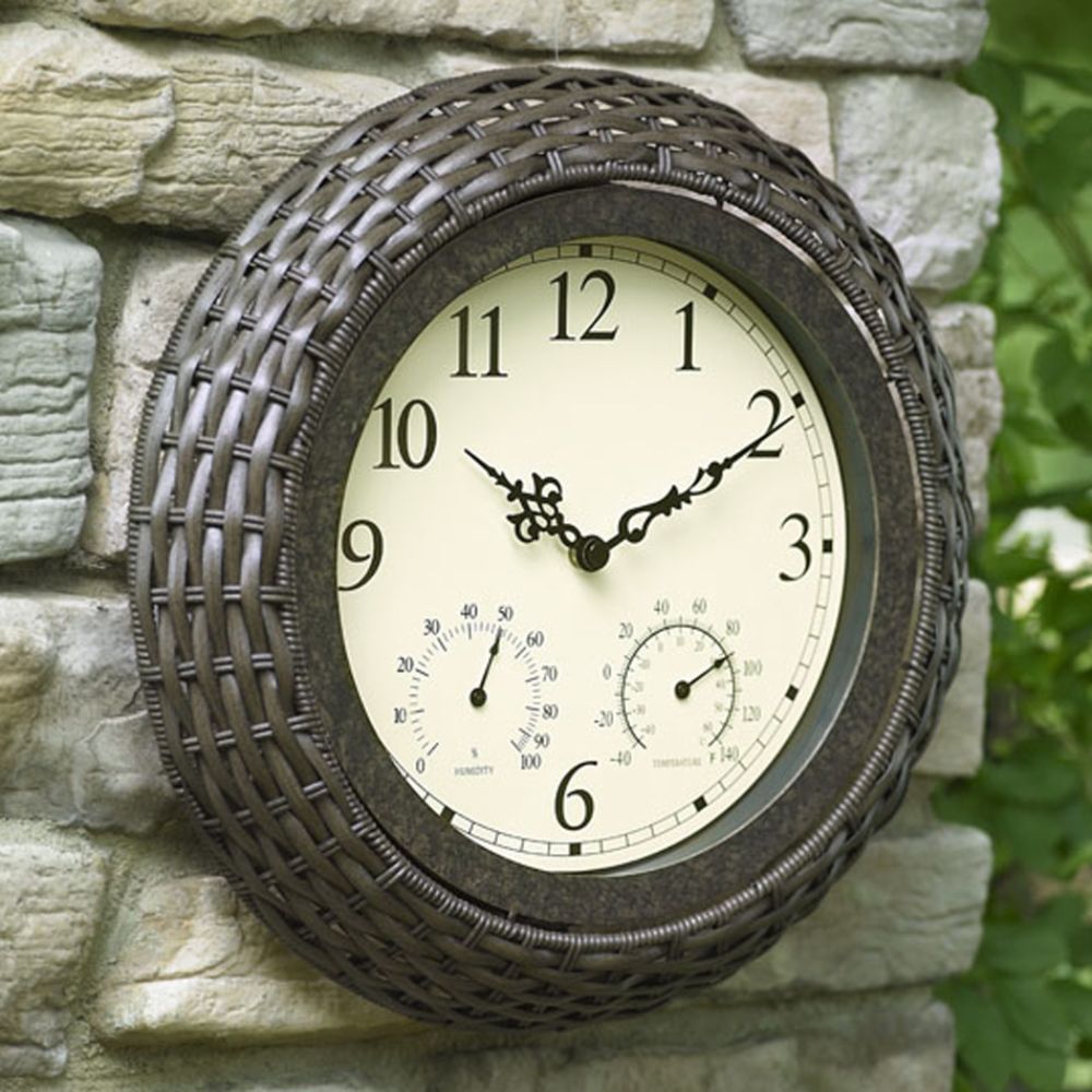 Garden Oasis Wicker Clock And Thermometer*