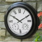 Metal Clock with Temperature & Humidity Gauge