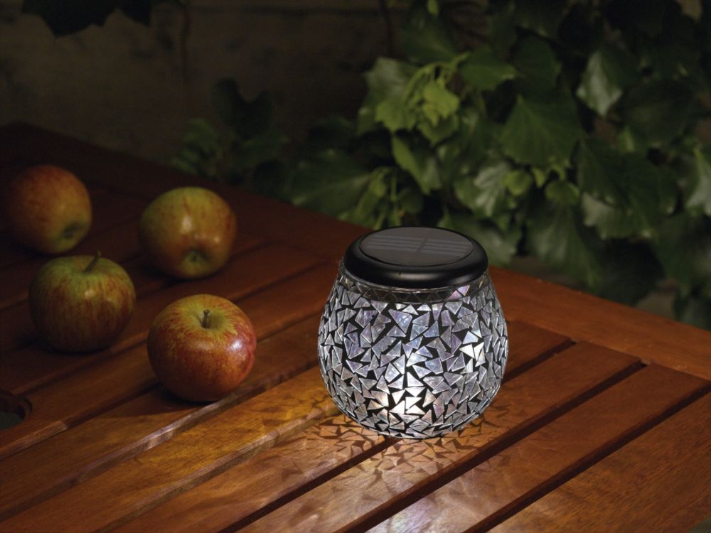Smart Solar Glass Mosaic Solar LED Light, Obsidian Black Mirror