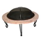39" Fire Pit w/Cast Iron Rim Faux Stone