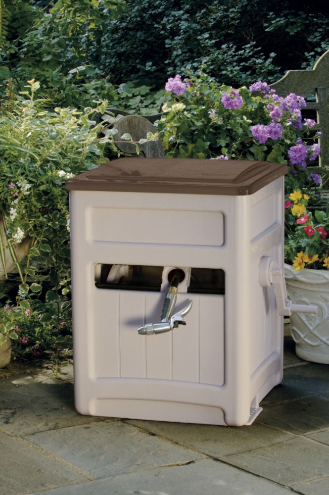 Suncast Hose Hideaway with Smart Trak Hose Guide and Storage Bin
