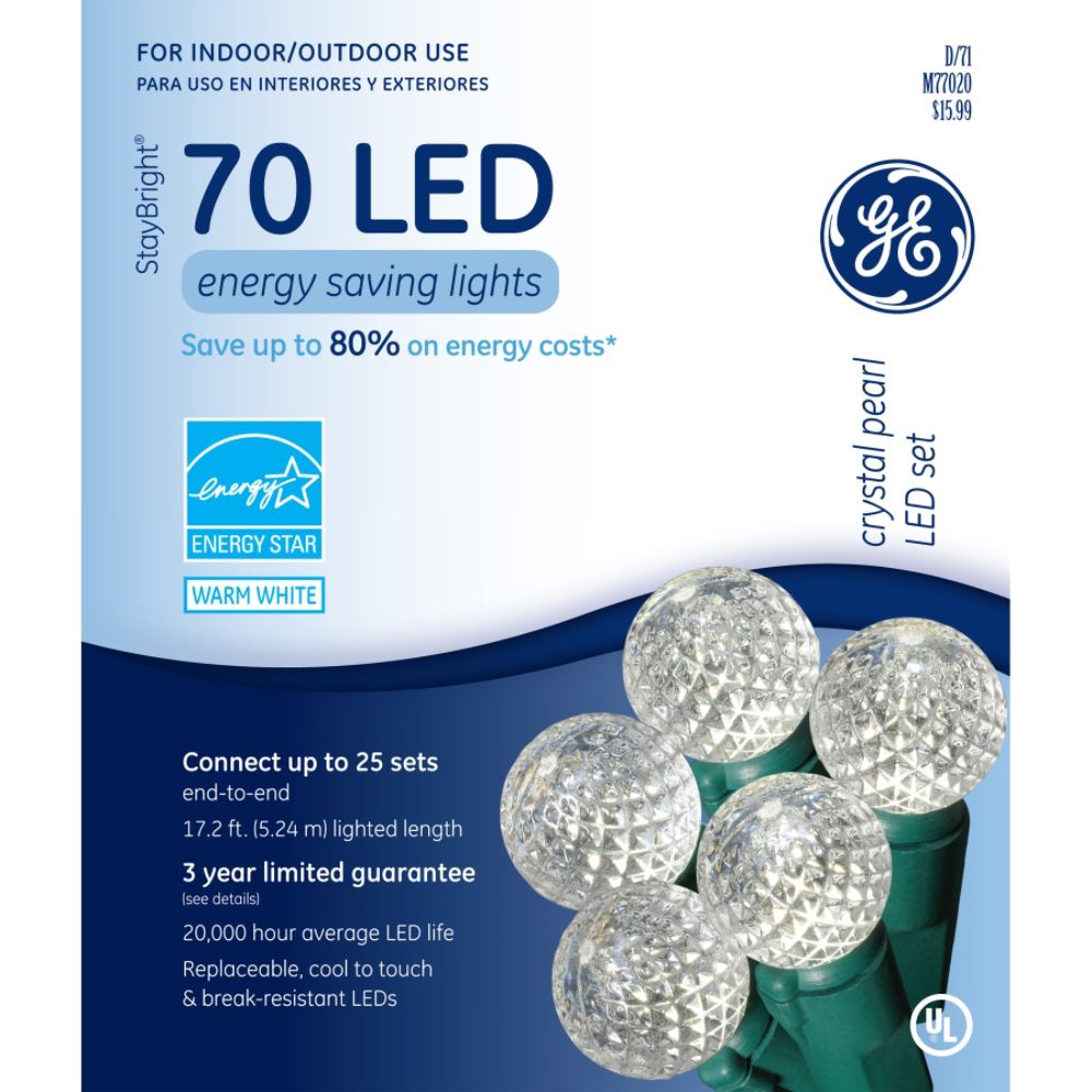GE StayBright Crystal Pearl 70 LED Light Set - Warm White at Sears.com