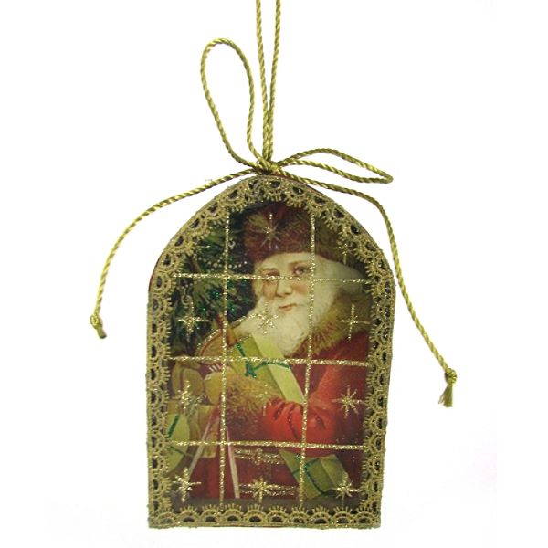 Country Living Vintage Christmas Postcard Ornaments – Santa