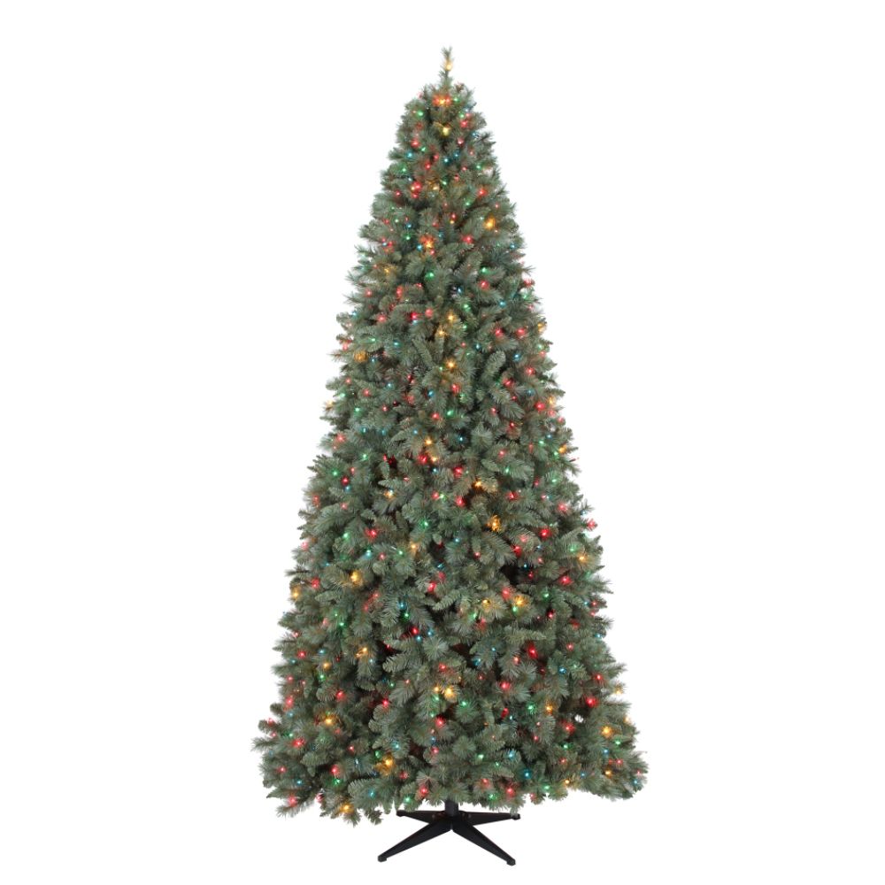 Country Living 9ft. Wakefield Blue/Green Slim Christmas Tree with Multi-color Lights at Kmart.com
