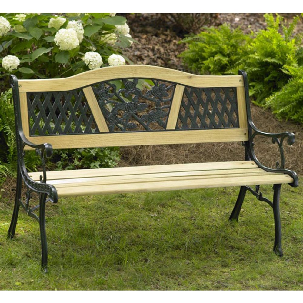 Garden Oasis Wood Cast-Iron Bench at Kmart.com