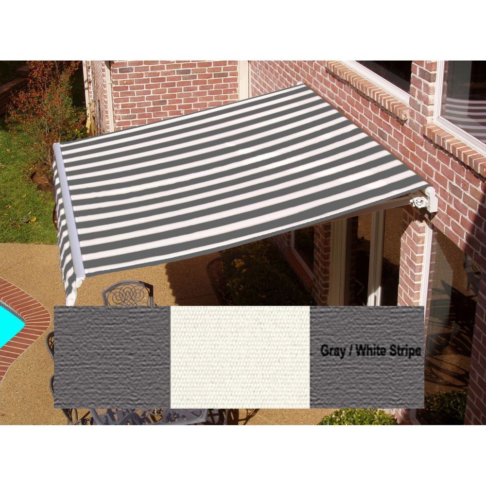Beauty-Mark Maui Manual Retractable Awning - Gray/White Gray/White Stripe