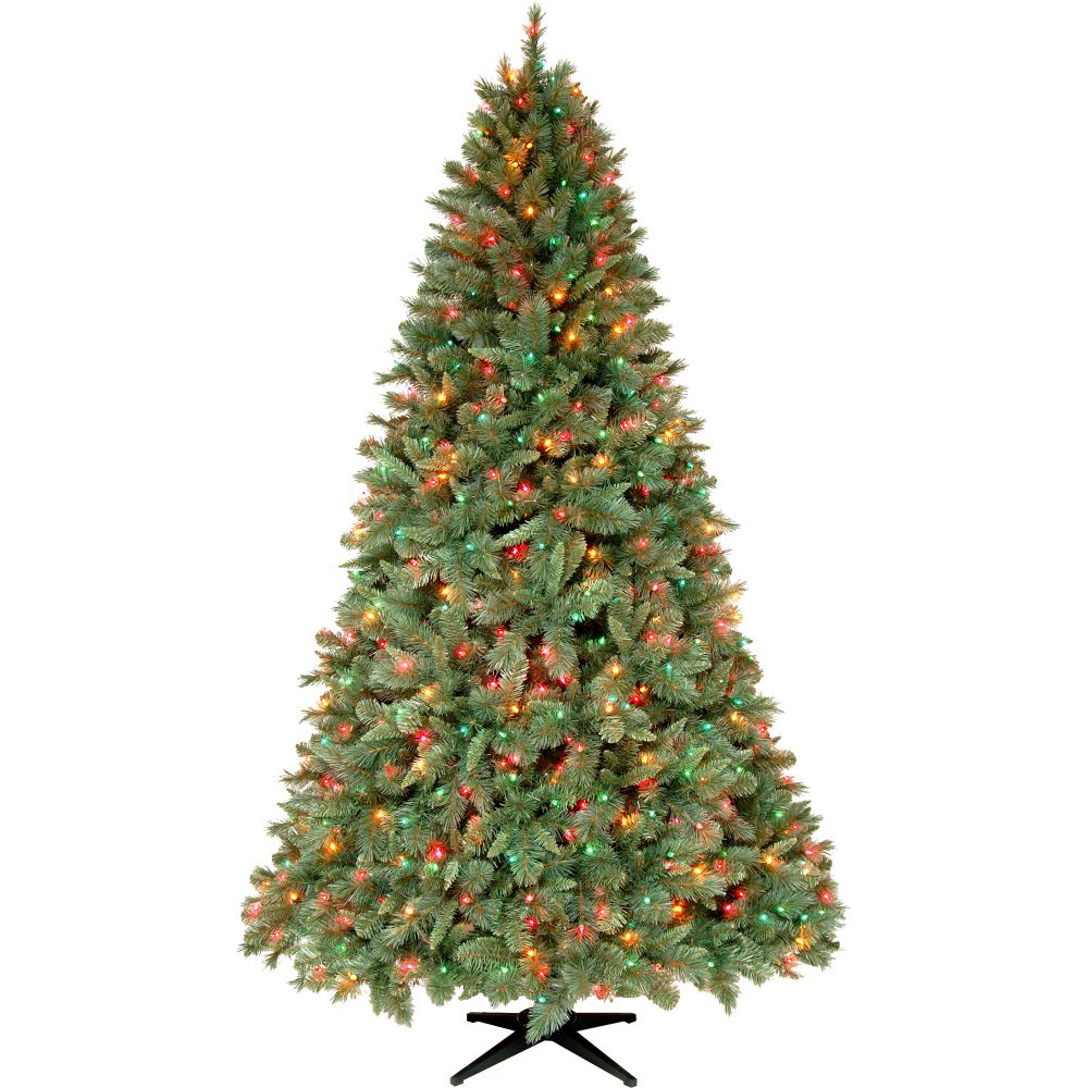 Country Living 7.5 ft. Wakefield Blue/Green Slim Christmas Tree Multi