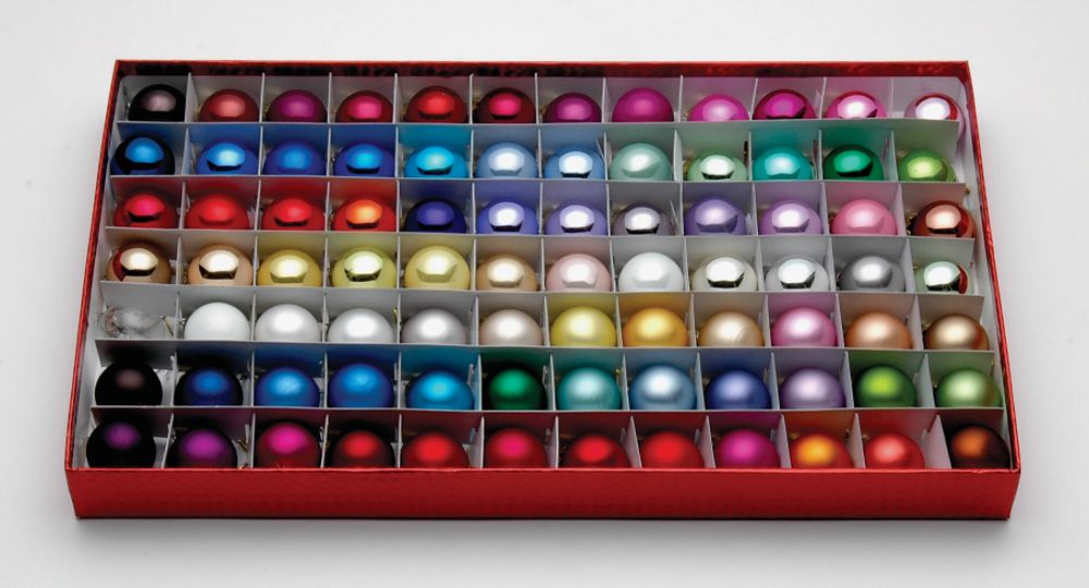Roman Colorworks, 84 Piece Set of Glass/Brass Ball Ornaments in a Swatch Box at Kmart.com