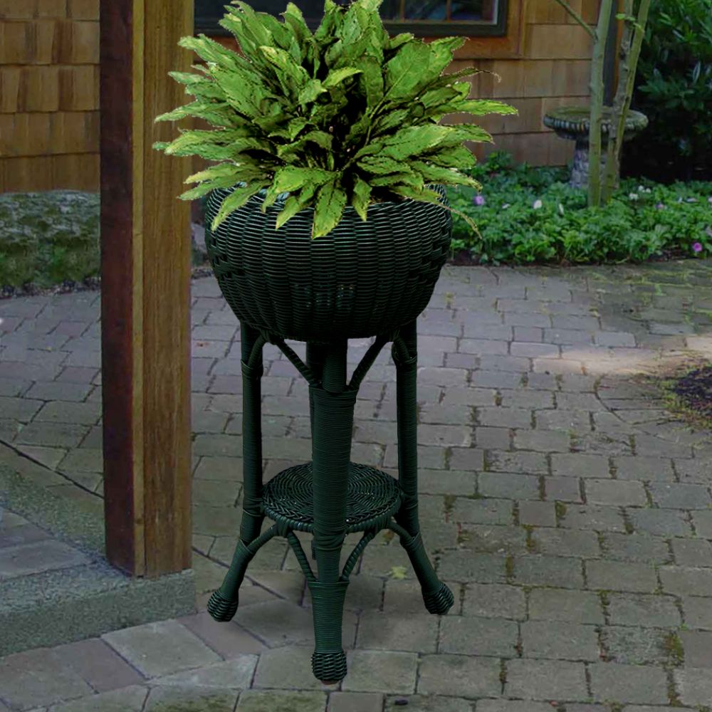 Hunter Green Wicker Planter will hold 10 inches Pot- Avalon-Outdoor Living-Outdoor Decor-Planters